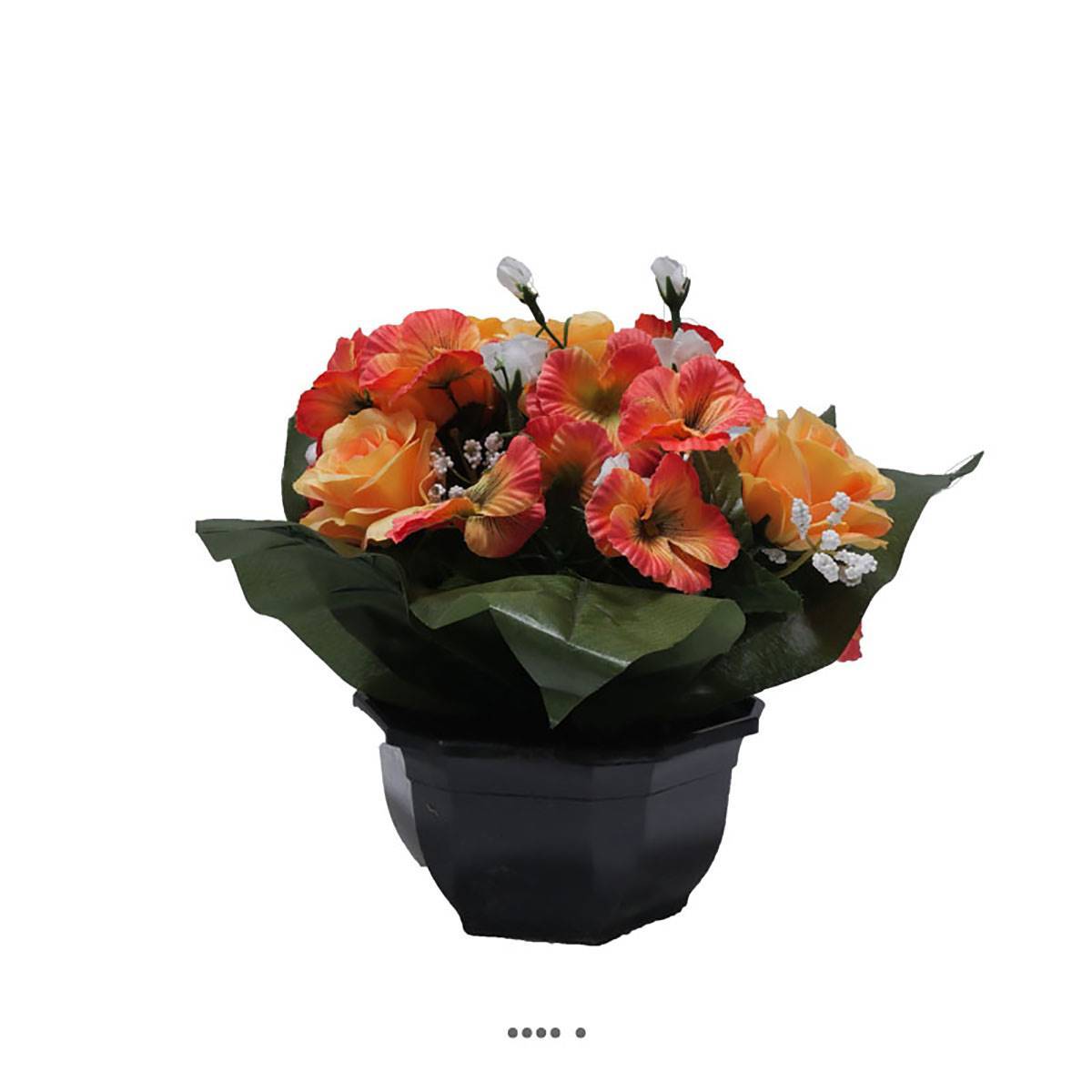 Artificielles - Fleurs artificielles cimetière roses, pensées et mini fleurs en coupe D 30 cm Orange - couleur: Orange 660 - Imagen 1
