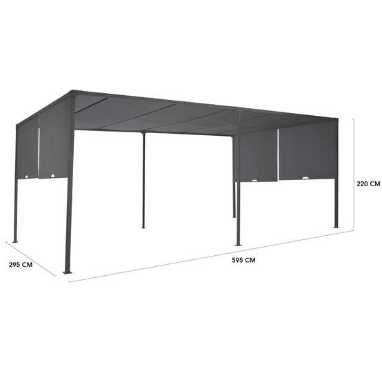Pergola coulissante 2 pans 3x6 M belvédère de jardin toile gris anthracite - Image 6