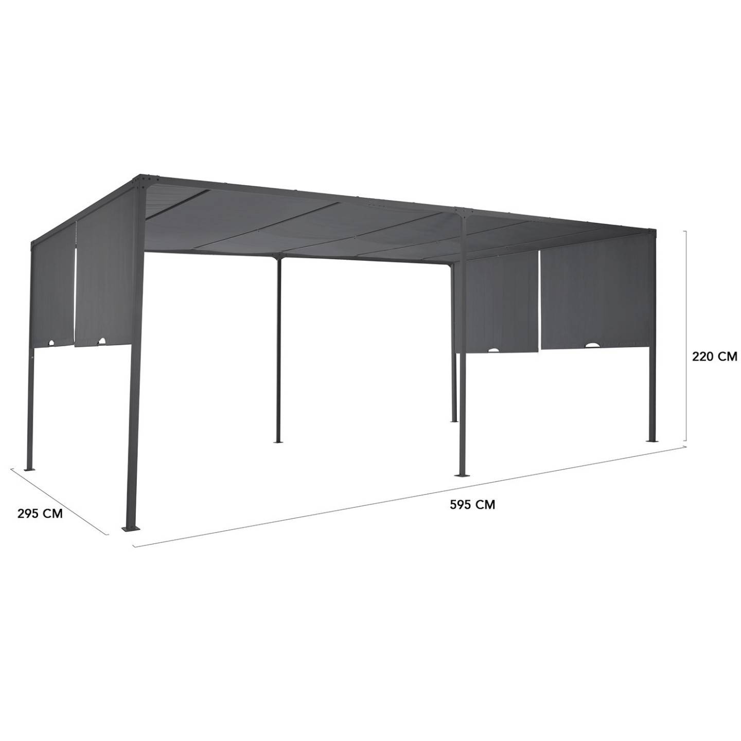 Pergola coulissante 2 pans 3x6 M belvédère de jardin toile gris anthracite - Image 6