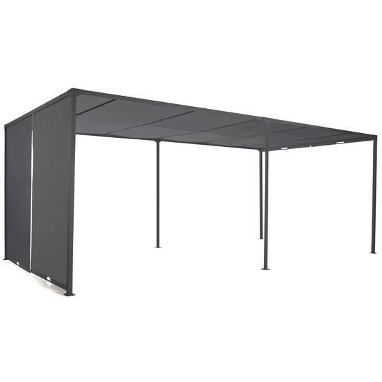 Pergola coulissante 2 pans 3x6 M belvédère de jardin toile gris anthracite - Image 4
