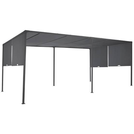 Pergola coulissante 2 pans 3x6 M belvédère de jardin toile gris anthracite - Image 2