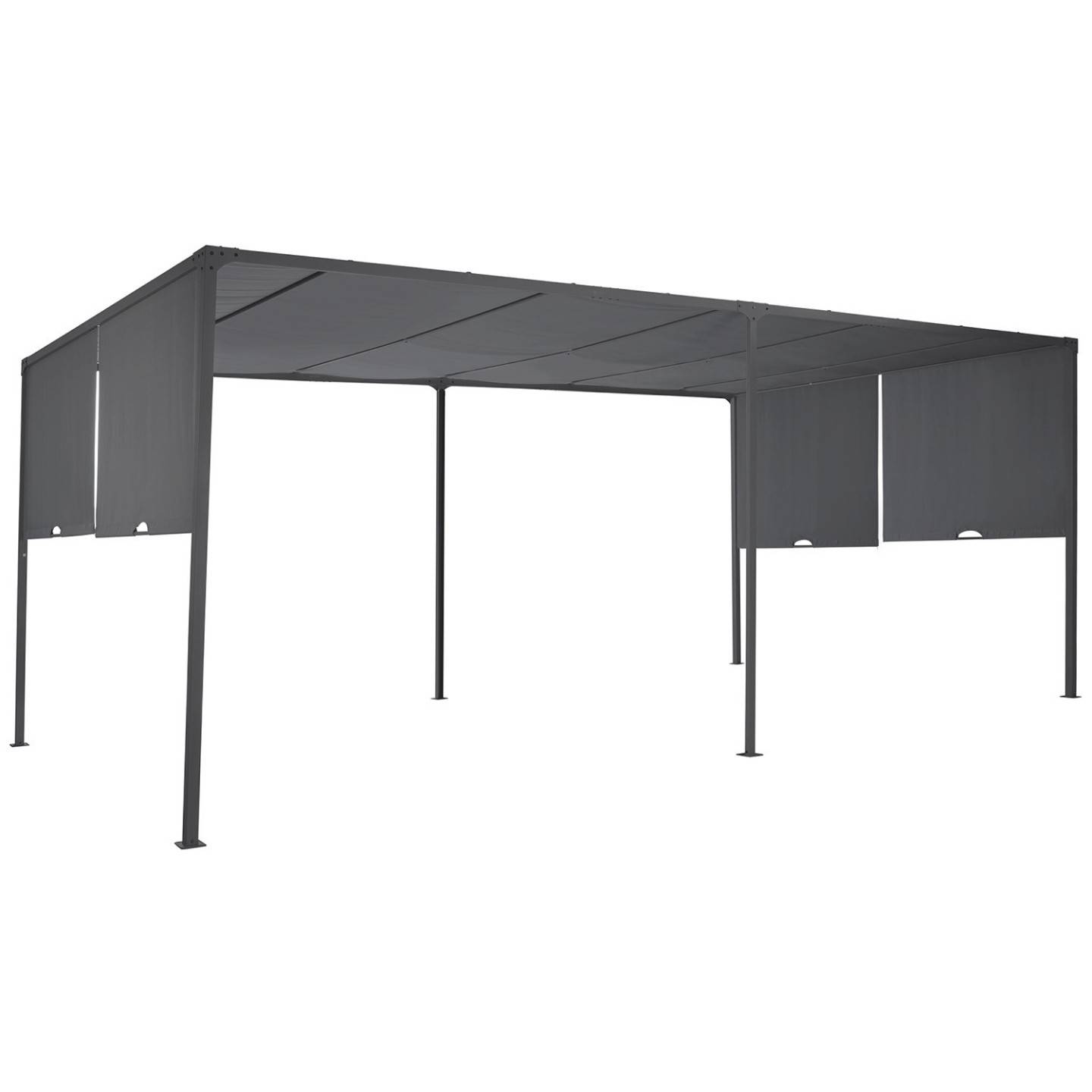 Pergola coulissante 2 pans 3x6 M belvédère de jardin toile gris anthracite - Image 2