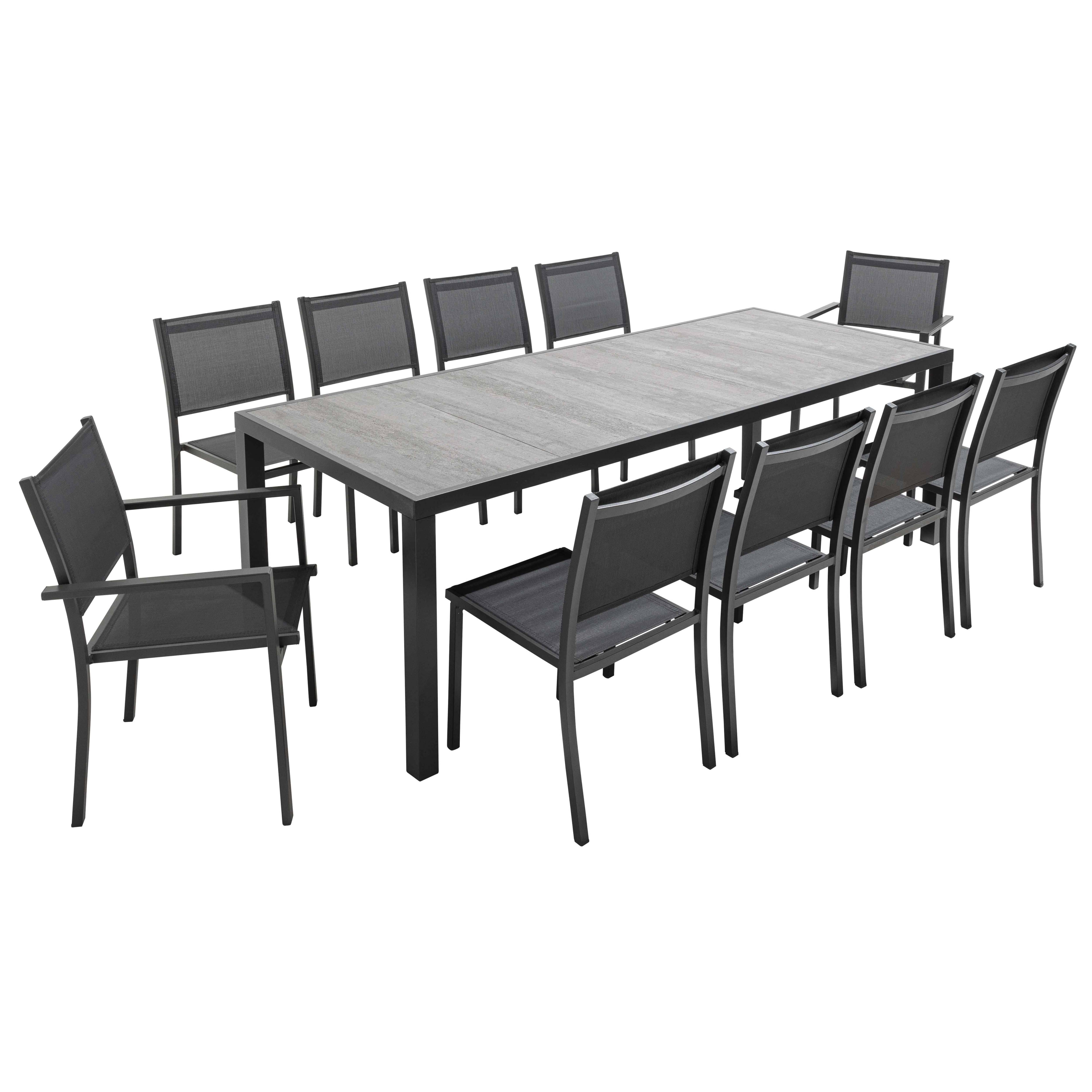 Oviala - Ensemble table de jardin et 10 chaises effet béton - Oviala - Imagen 1