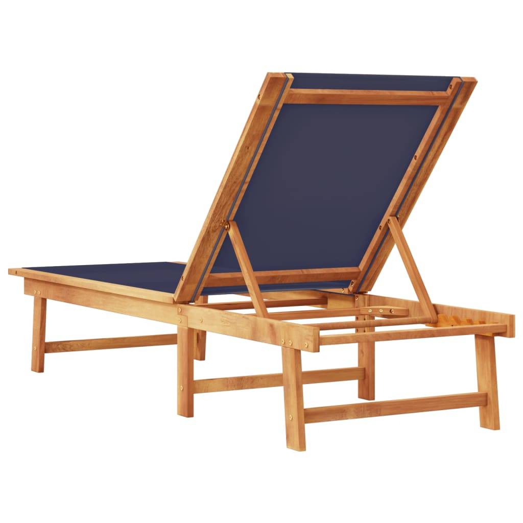 Vidaxl - Chaise longue bleu bois d'acacia solide et textilène vidaXL 4008414 - Image 6