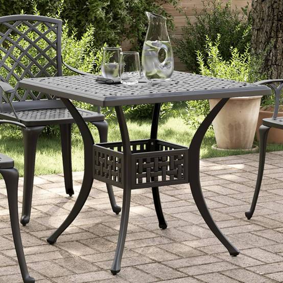 Table de jardin aluminium coulé noir 80 x 80 x 75 cm - PANGIVO - Image 1