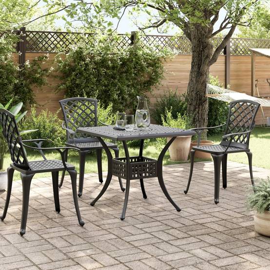 Table de jardin aluminium coulé noir 80 x 80 x 75 cm - PANGIVO - Image 3