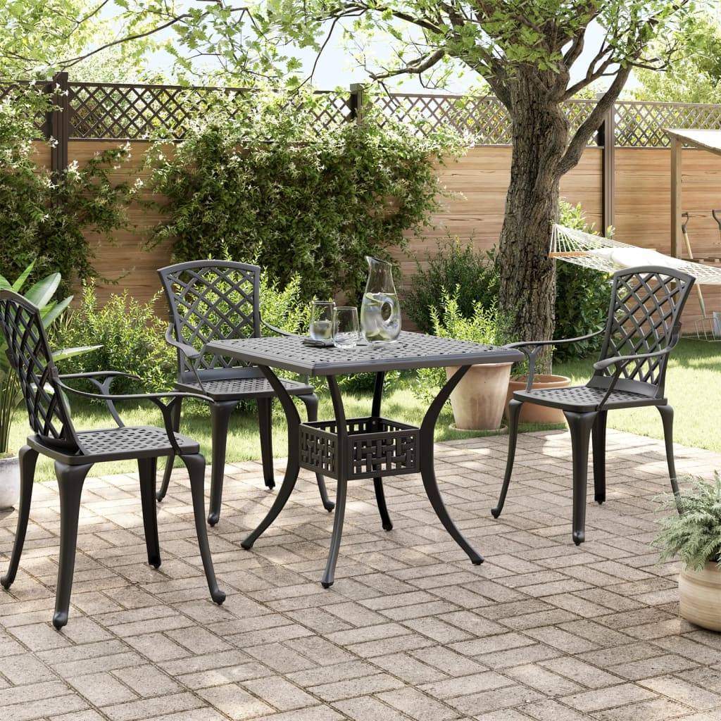 Table de jardin aluminium coulé noir 80 x 80 x 75 cm - PANGIVO - Image 3