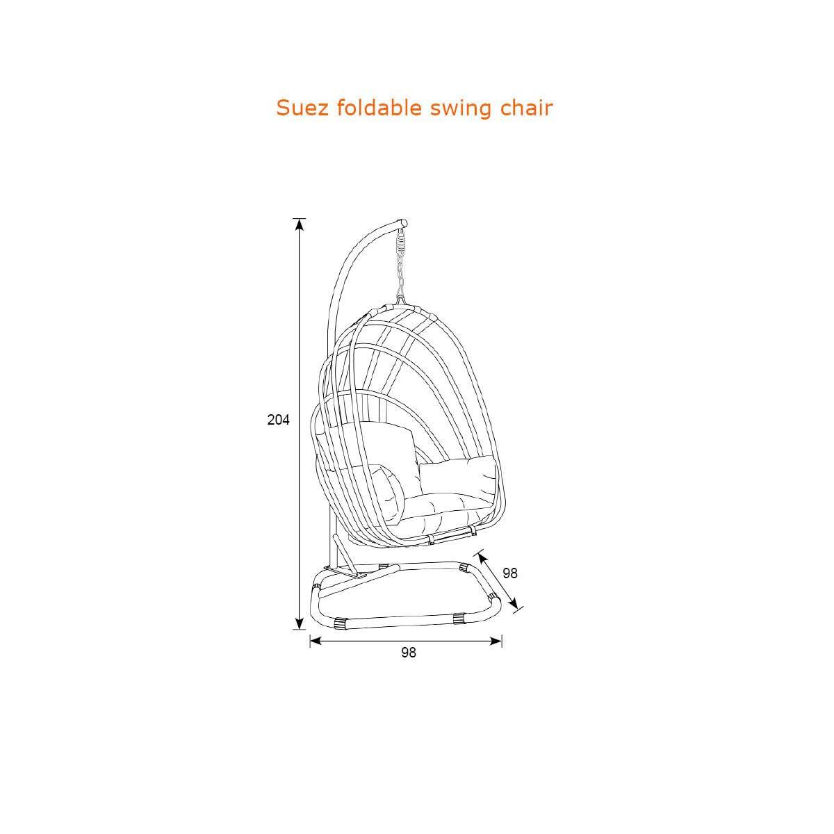 Garden Impressions - Fauteuil suspendu oeuf d'extérieur Suez - pliable - noir charbon - grisfoncé - Garden Impressions - Imagen 6