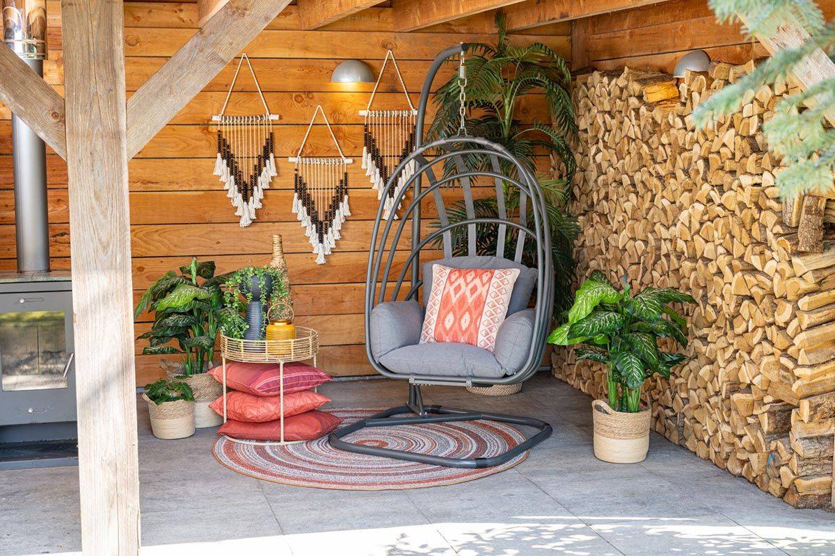 Garden Impressions - Fauteuil suspendu oeuf d'extérieur Suez - pliable - noir charbon - grisfoncé - Garden Impressions - Imagen 3