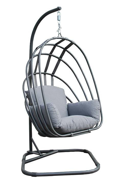 Garden Impressions - Fauteuil suspendu oeuf d'extérieur Suez - pliable - noir charbon - grisfoncé - Garden Impressions - Imagen 2