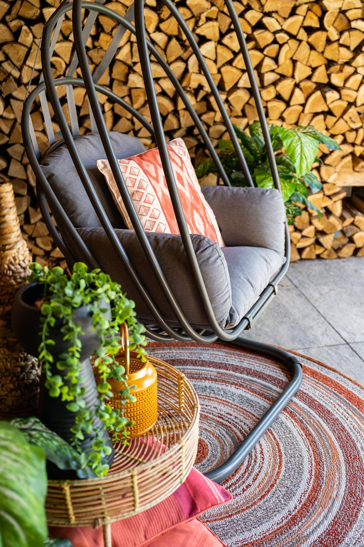 Garden Impressions - Fauteuil suspendu oeuf d'extérieur Suez - pliable - noir charbon - grisfoncé - Garden Impressions - Imagen 10