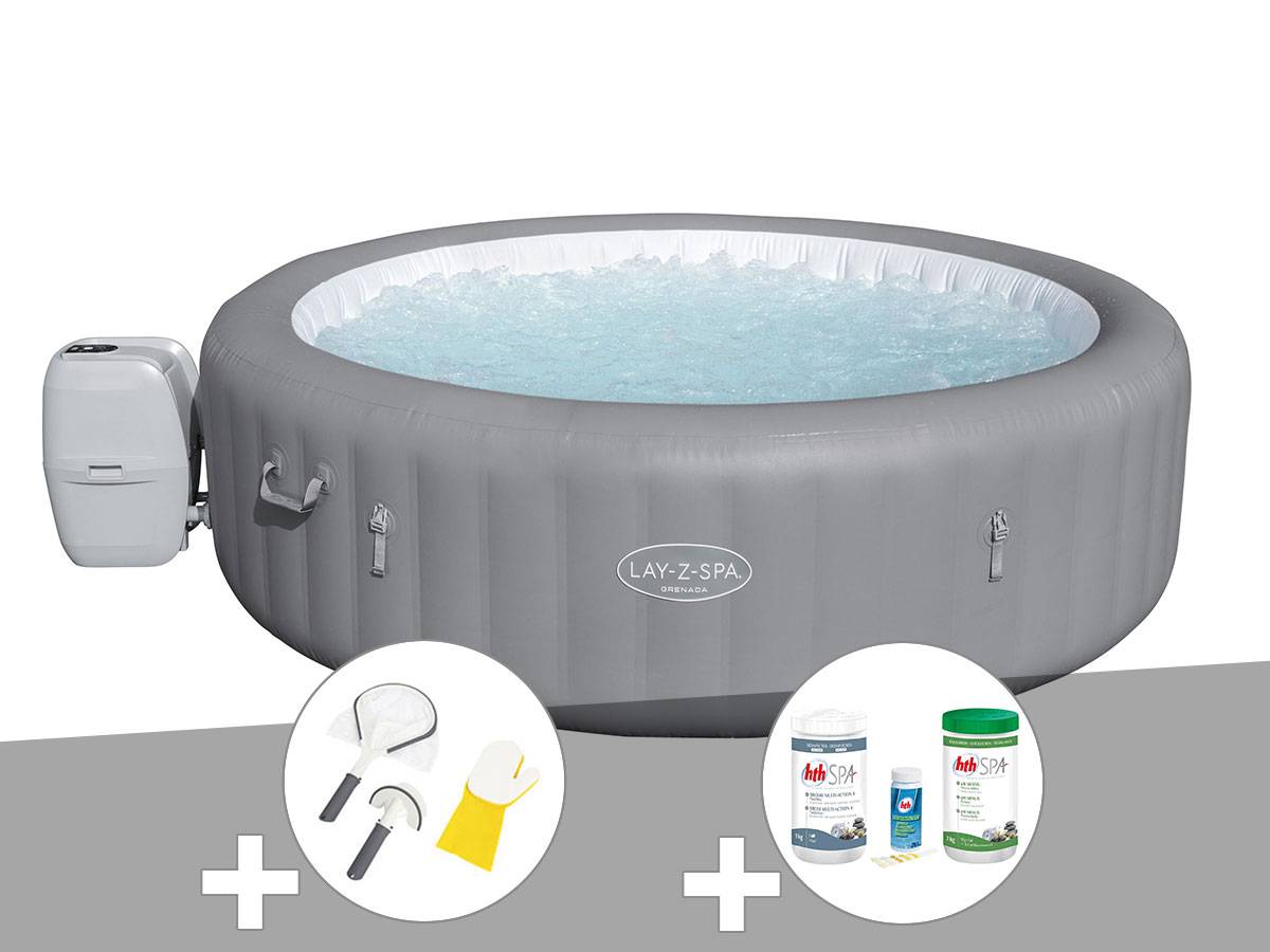 Bestway - Kit spa gonflable Bestway Lay-Z-Spa Grenada rond Airjet 6/8 places + Kit traitement brome + Kit de nettoyage
