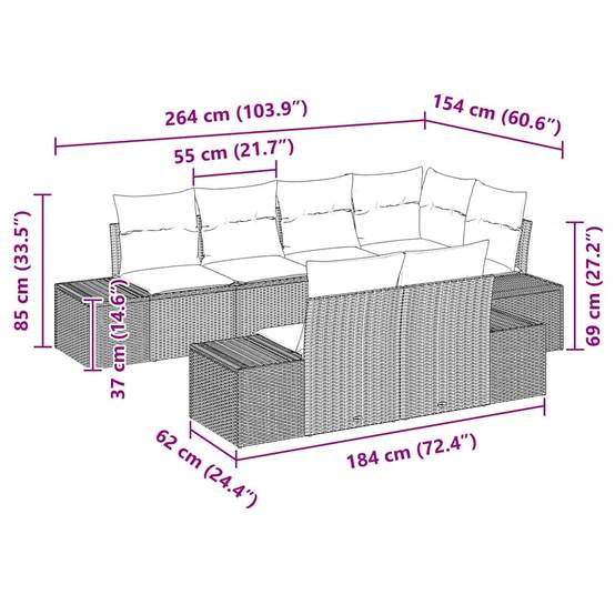 Salon Bas Luxe 7 pcs Polyrotin Beige et Acacia avec Sièges Modulables pour Espace Détente – ComfortXL Outdoor Living - Imagen 5