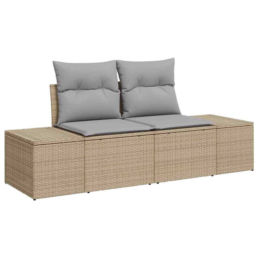 Salon Bas Luxe 7 pcs Polyrotin Beige et Acacia avec Sièges Modulables pour Espace Détente – ComfortXL Outdoor Living - Imagen 4
