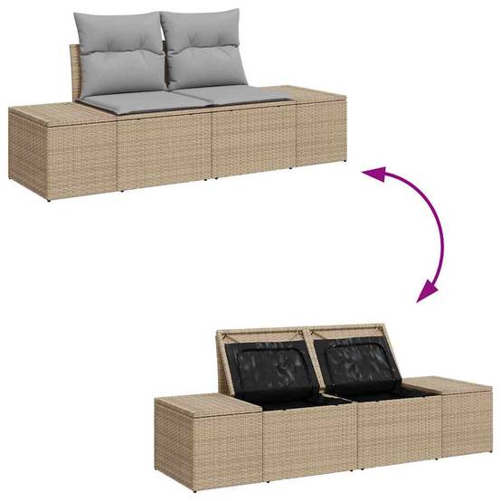 Salon Bas Luxe 7 pcs Polyrotin Beige et Acacia avec Sièges Modulables pour Espace Détente – ComfortXL Outdoor Living - Imagen 9
