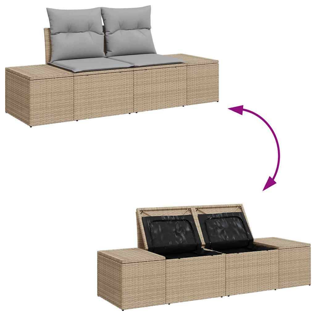 Salon Bas Luxe 7 pcs Polyrotin Beige et Acacia avec Sièges Modulables pour Espace Détente – ComfortXL Outdoor Living - Imagen 9