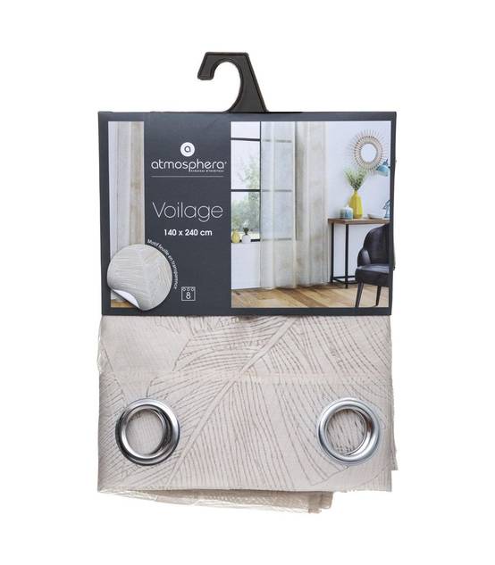 Voilage à œillets Beige Lin motif Feuille 140 x 240 cm - Image 3