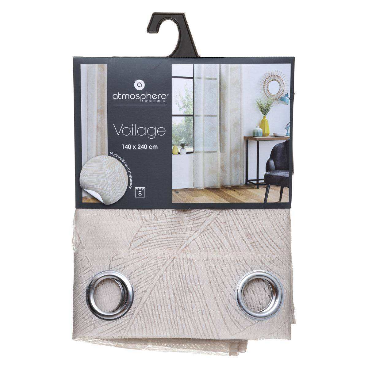 Atmosphera - Voilage "Devo" beige 140x240cm - Atmosphera Créateur d'intérieur - Imagen 5