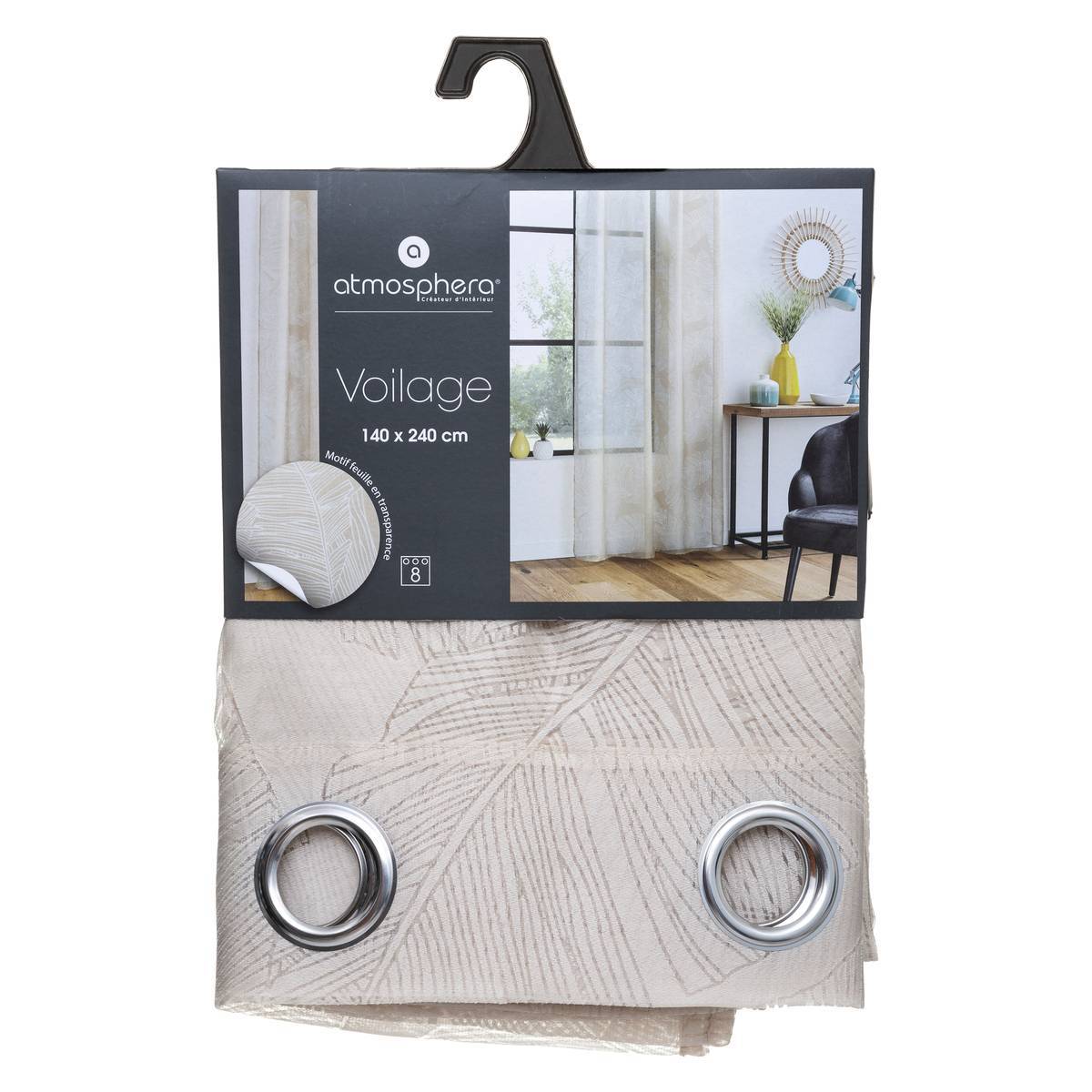 Atmosphera - Voilage "Devo" beige 140x240cm - Atmosphera Créateur d'intérieur - Imagen 4