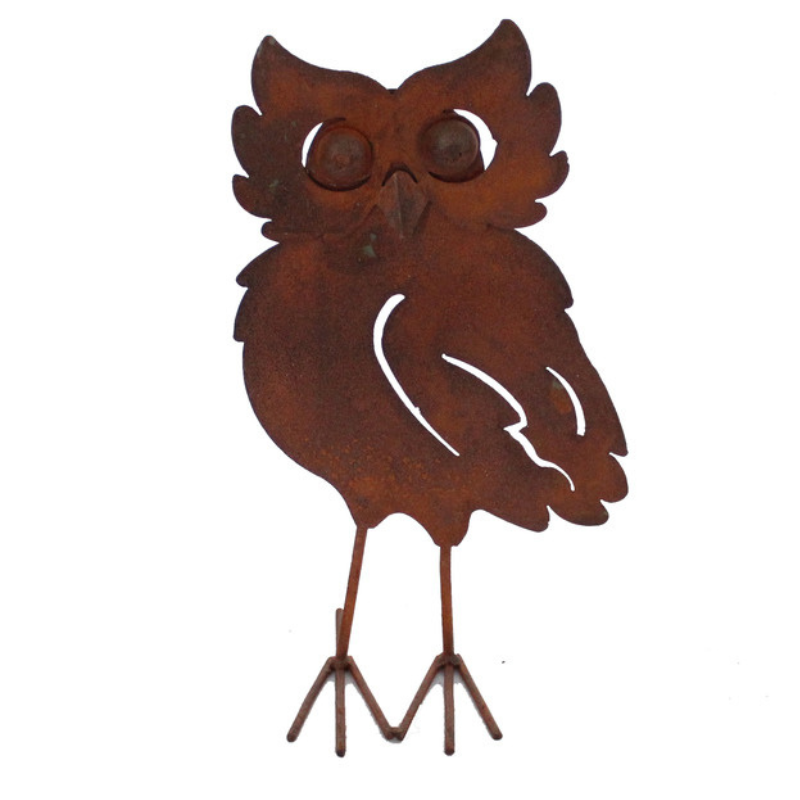 Fleur - Hibou en métal - Déco jardin 29cm - Fleur