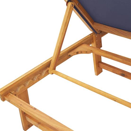 2 Lits de Jardin Bois Acacia Textilène Bleu Table Basse Piscine Terrasse – ComfortXL Outdoor Living - Image 6