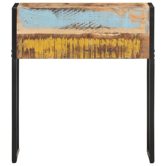 Jardinière bois de récupération et acier noir 60 x 20 x 68 cm - PANGIVO - Image 2
