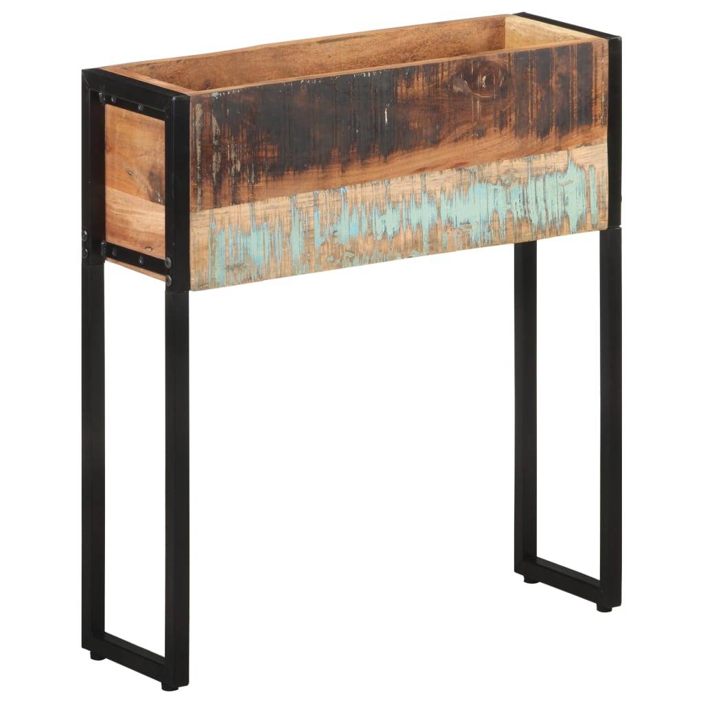 Jardinière bois de récupération et acier noir 60 x 20 x 68 cm - PANGIVO - Image 9