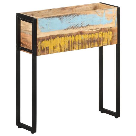 Jardinière bois de récupération et acier noir 60 x 20 x 68 cm - PANGIVO - Image 10