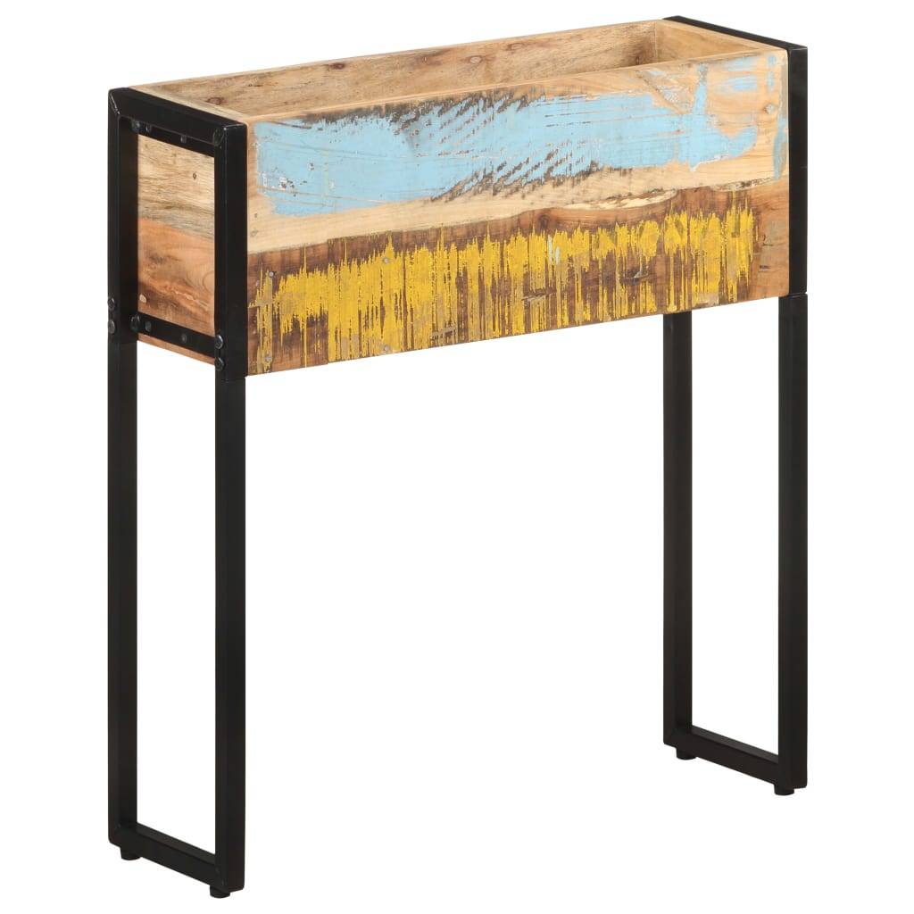 Jardinière bois de récupération et acier noir 60 x 20 x 68 cm - PANGIVO - Image 10