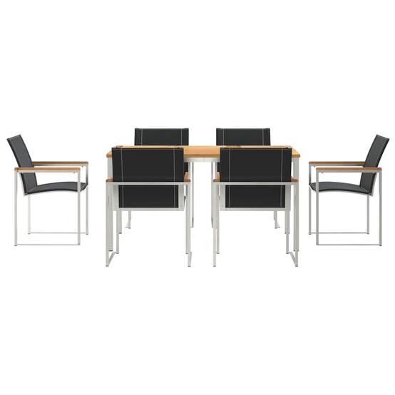 Table et Chaises de Jardin 6 Personnes Teck Massif et Acier Robuste pour Repas Marron – ComfortXL Outdoor Living - Image 7