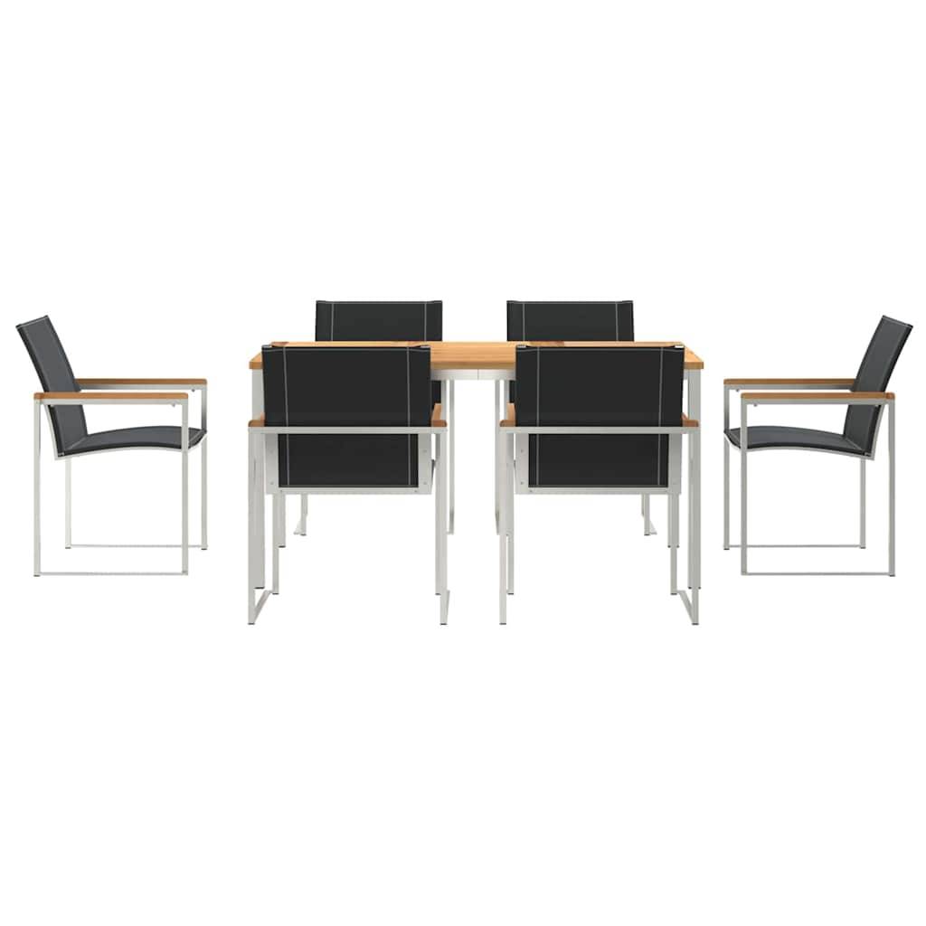 Table et Chaises de Jardin 6 Personnes Teck Massif et Acier Robuste pour Repas Marron – ComfortXL Outdoor Living - Image 7