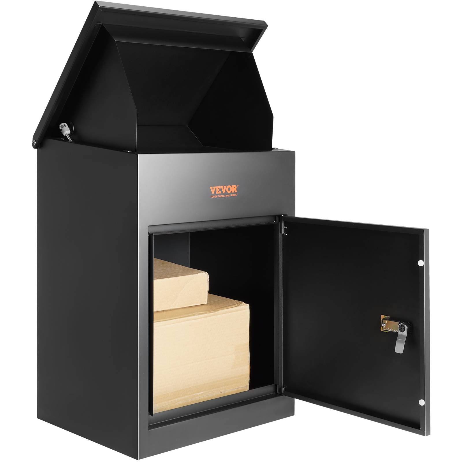 VEVOR Boîte à colis 44x35x58.3cm acier galvanisé, verrouillable à code, étanche IPX3, pour maison extérieur.