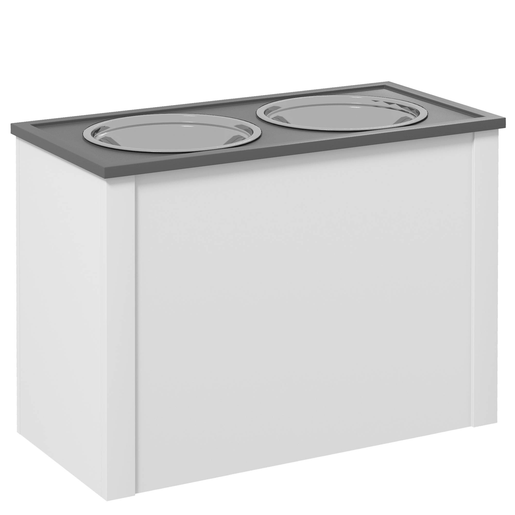 Station de nourriture pour chien avec rangement, MDF, blanc, 60 x 30 x 42 cm - PANGIVO - Image 1