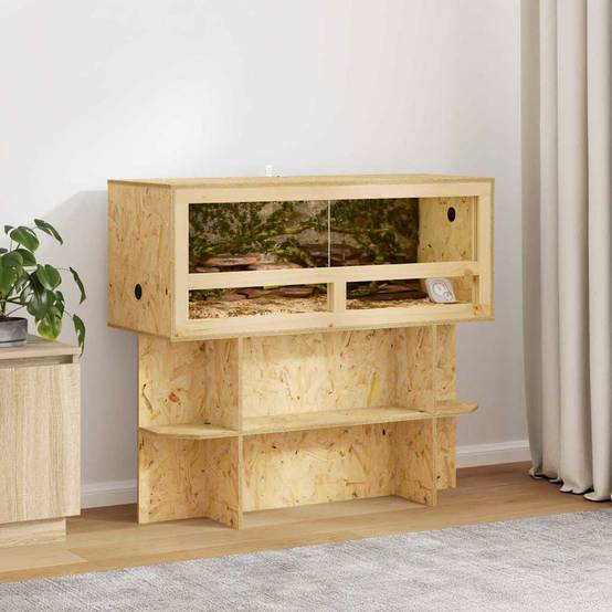 Meuble Support Terrarium Bois OSB Étagère Ouverte 100 x 40 x 50 cm Marron - ComfortXL Outdoor Living - Image 1