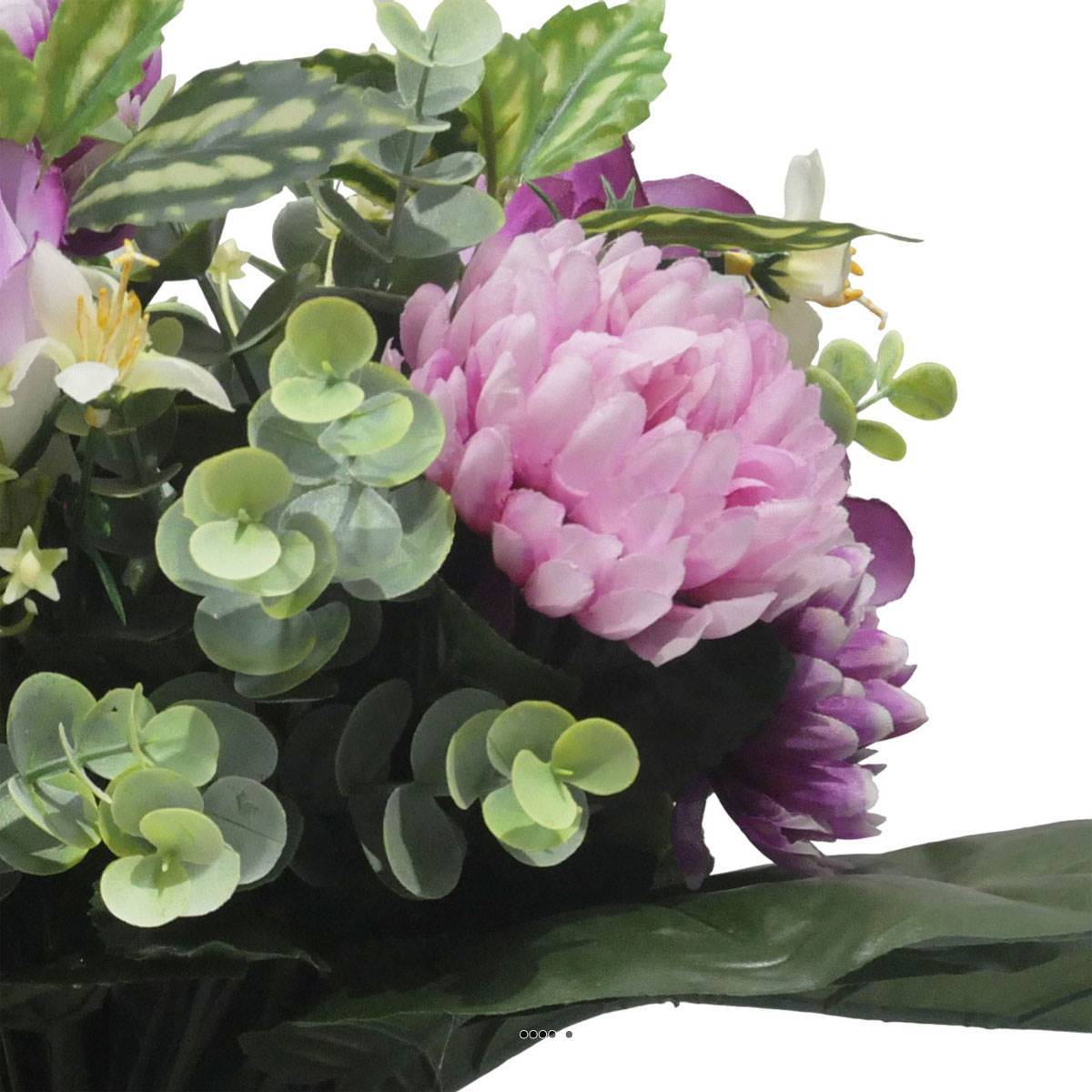 Artificielles - Vasque De Chrysanthème, Rose et Eucalyptus pour la toussaint Pourpre-rose - couleur: Pourpre-rose 331 - Imagen 3