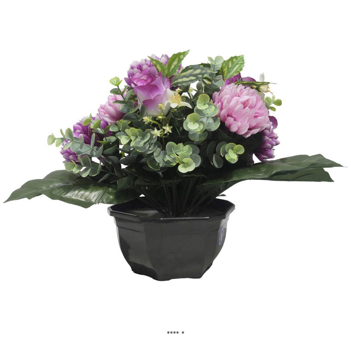 Artificielles - Vasque De Chrysanthème, Rose et Eucalyptus pour la toussaint Pourpre-rose - couleur: Pourpre-rose 331 - Imagen 1