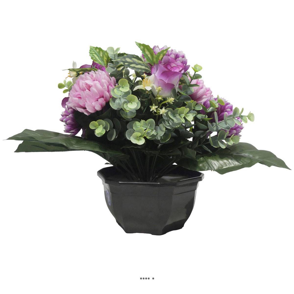 Artificielles - Vasque De Chrysanthème, Rose et Eucalyptus pour la toussaint Pourpre-rose - couleur: Pourpre-rose 331 - Imagen 2
