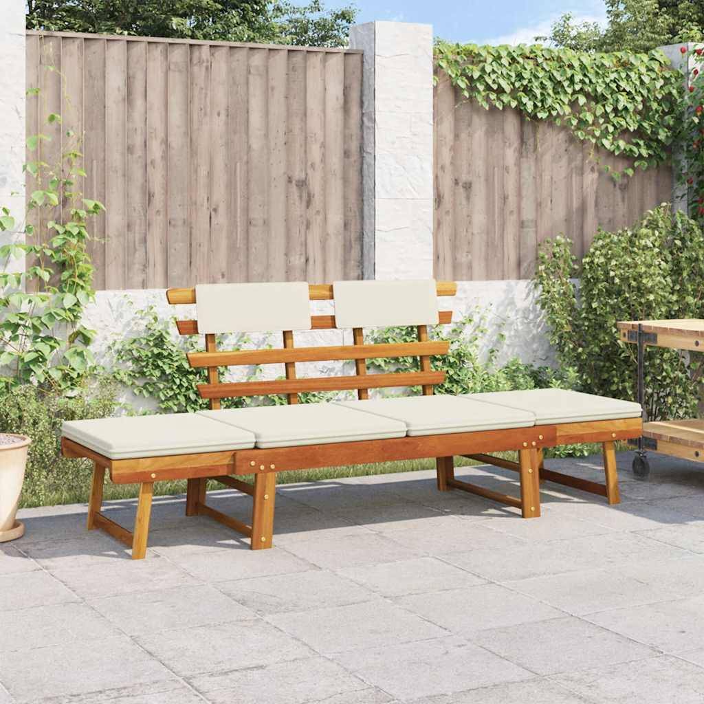 Vidaxl - Banc de jardin avec coussins 2-en-1 190 cm Bois solide d'acacia vidaXL 42647 - Image 1