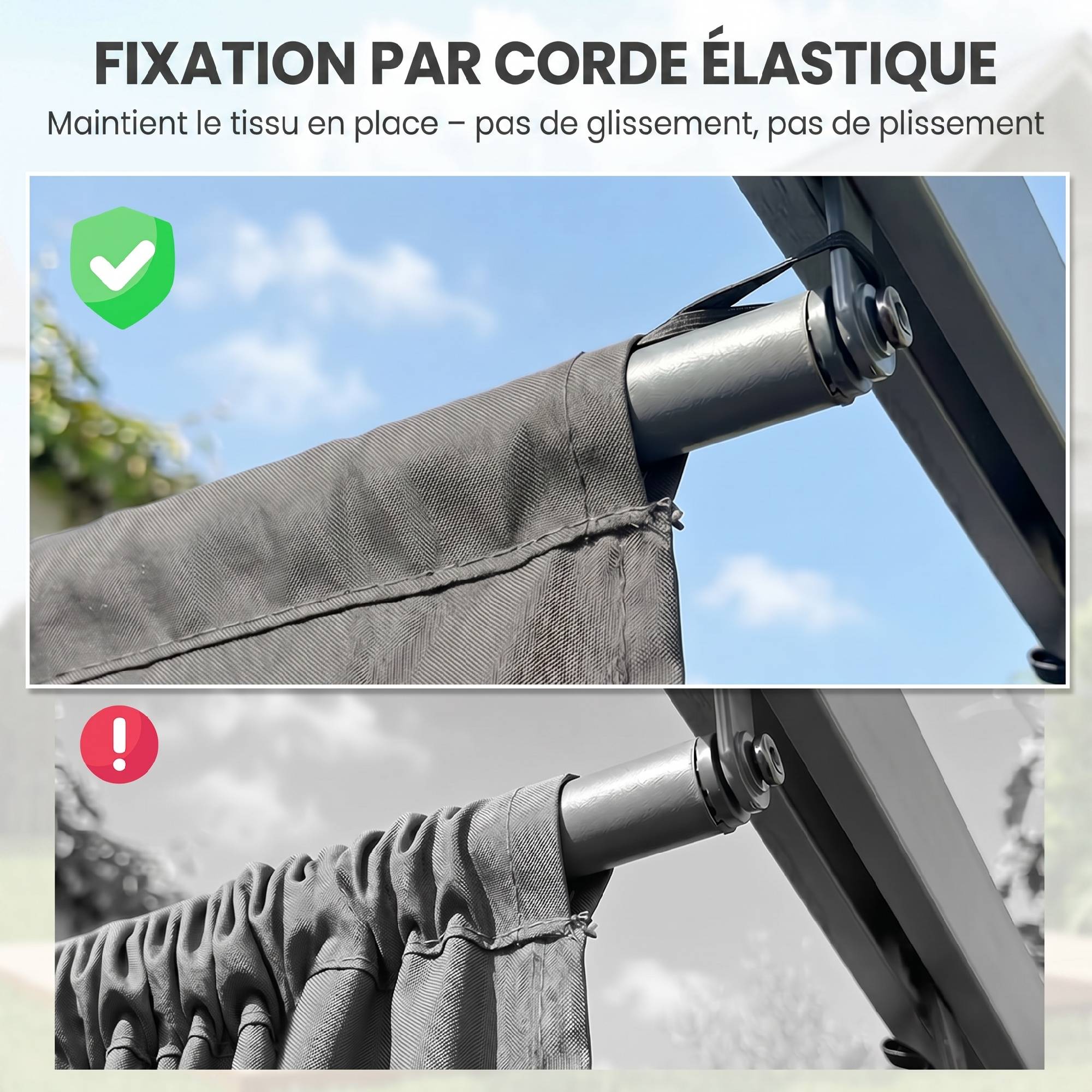 Toile de toit pour pergola tonnelle rétractable de 4 x 3 m - toile uniquement 350 x 260 cm gris clair - Image 9
