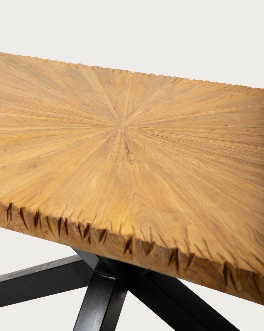 Sun - Table repas en teck massif motif soleil L200 cm 10 pers. - UNIQKA - Imagen 7
