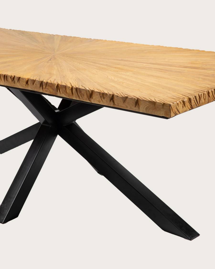 Sun - Table repas en teck massif motif soleil L200 cm 10 pers. - UNIQKA - Imagen 4