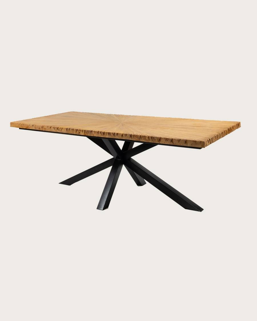 Sun - Table repas en teck massif motif soleil L200 cm 10 pers. - UNIQKA - Imagen 3