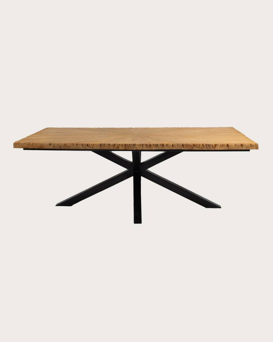Sun - Table repas en teck massif motif soleil L200 cm 10 pers. - UNIQKA - Imagen 1