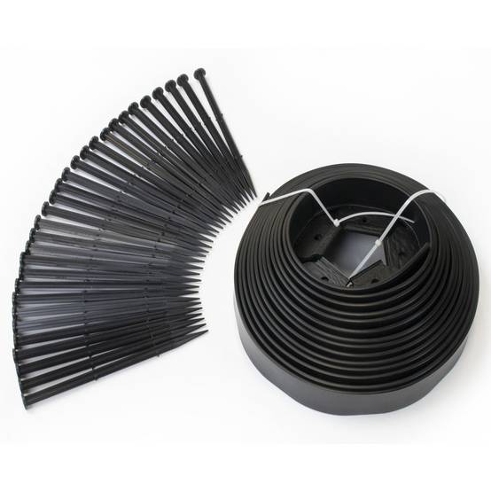 Bordurette de jardin flexible 10 M noire hauteur 5 CM + 30 piquets - Image 2