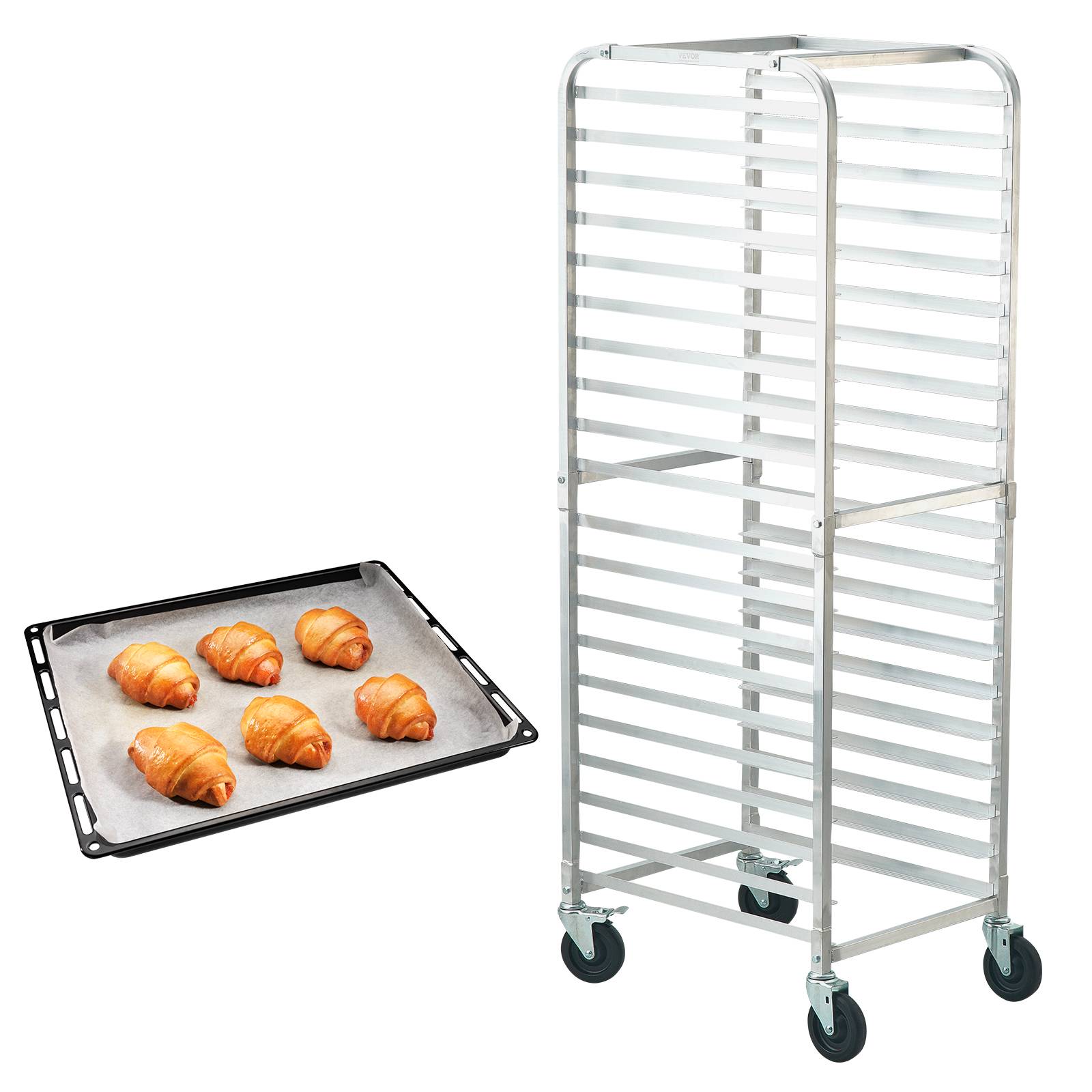 VEVOR Chariot plaques pain 20 niveaux, boulangerie, alu, roues frein. Cuisson pain. - Image 1