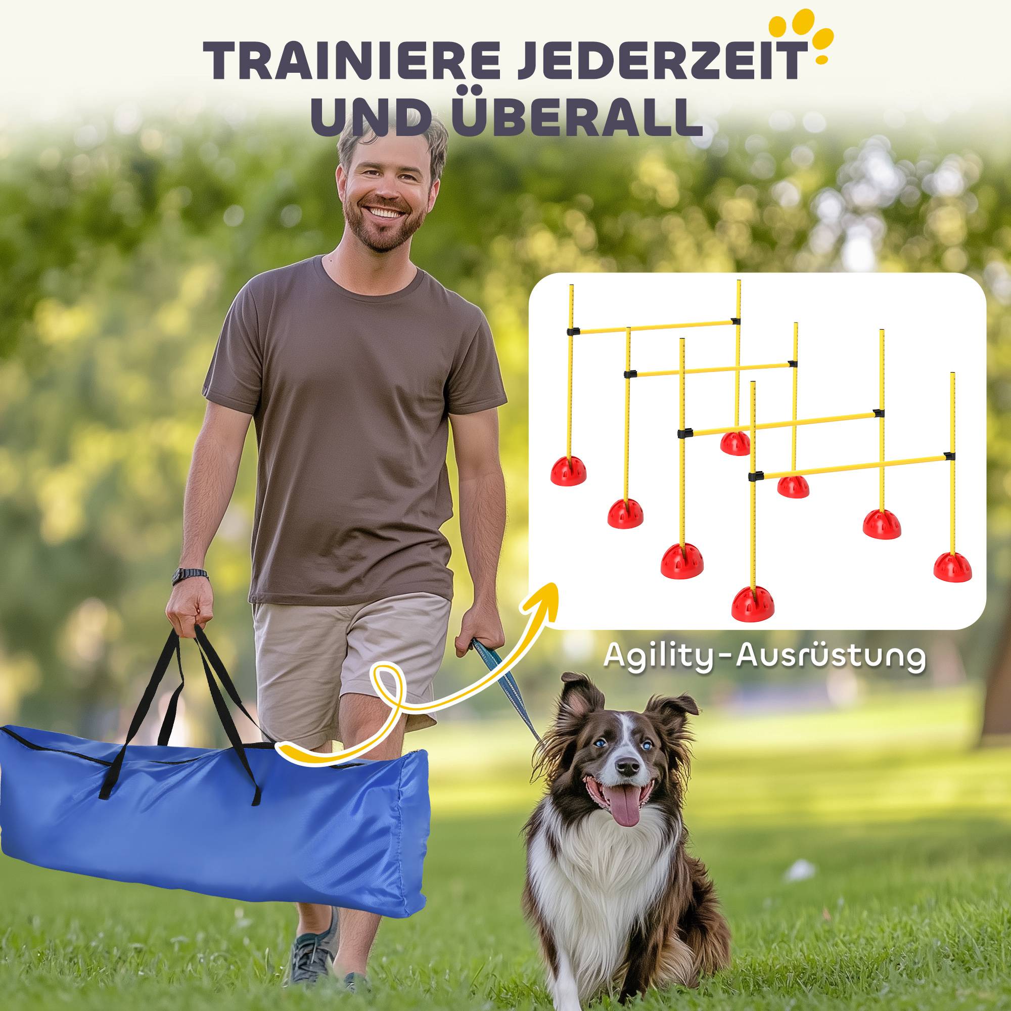 Kit d'agilité pour chien ABS jaune et oranges 124 x 19.5 x 103 cm - PANGIVO - Image 7