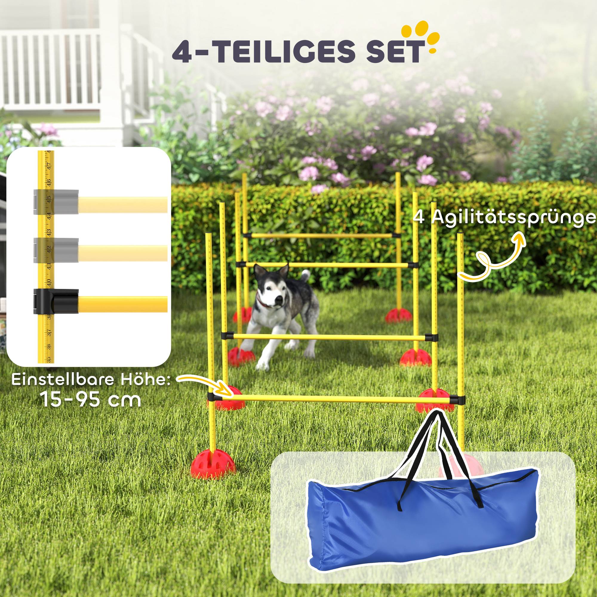 Kit d'agilité pour chien ABS jaune et oranges 124 x 19.5 x 103 cm - PANGIVO - Image 5
