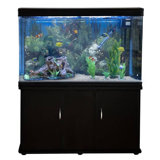 Monstershop - Aquarium à bords Noir avec Meuble NOIR et Gravier Blanc - Image 1
