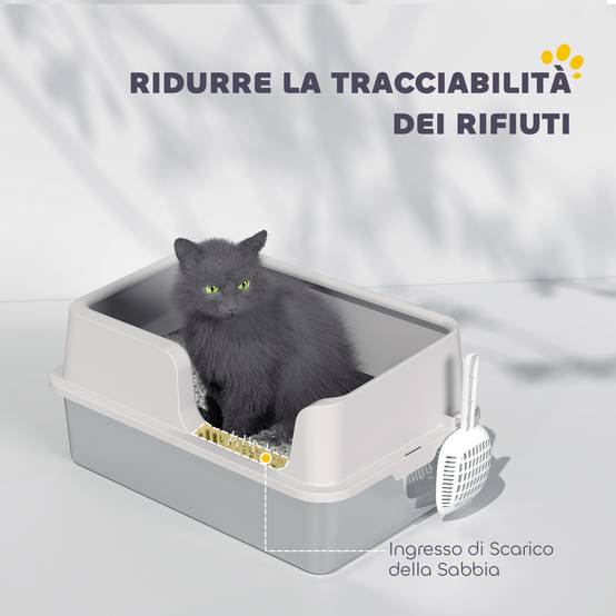 Bac litière chat acier inox PP bords hauts grand espace anti-odeur 60x40x28cm gris - ComfortXL Outdoor Living - Image 8