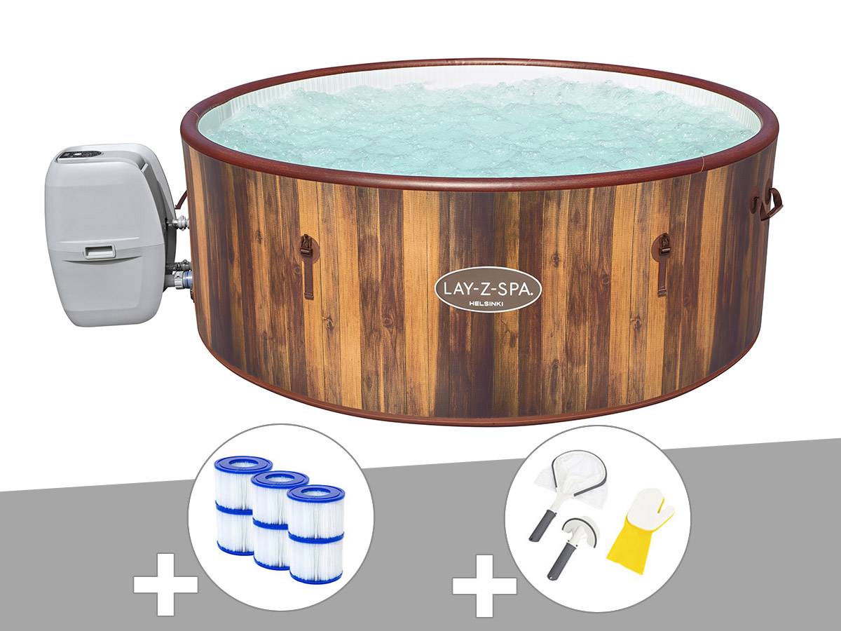 Bestway - Kit spa gonflable Bestway Lay-Z-Spa Helsinki rond Airjet 5/7 places + 6 filtres + Kit de nettoyage - Imagen 1
